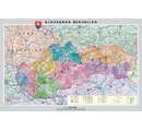 Mapa Slovenskej republiky, obojstranná - DUO, predná strana politická mapa a zadná strana slepá mapa